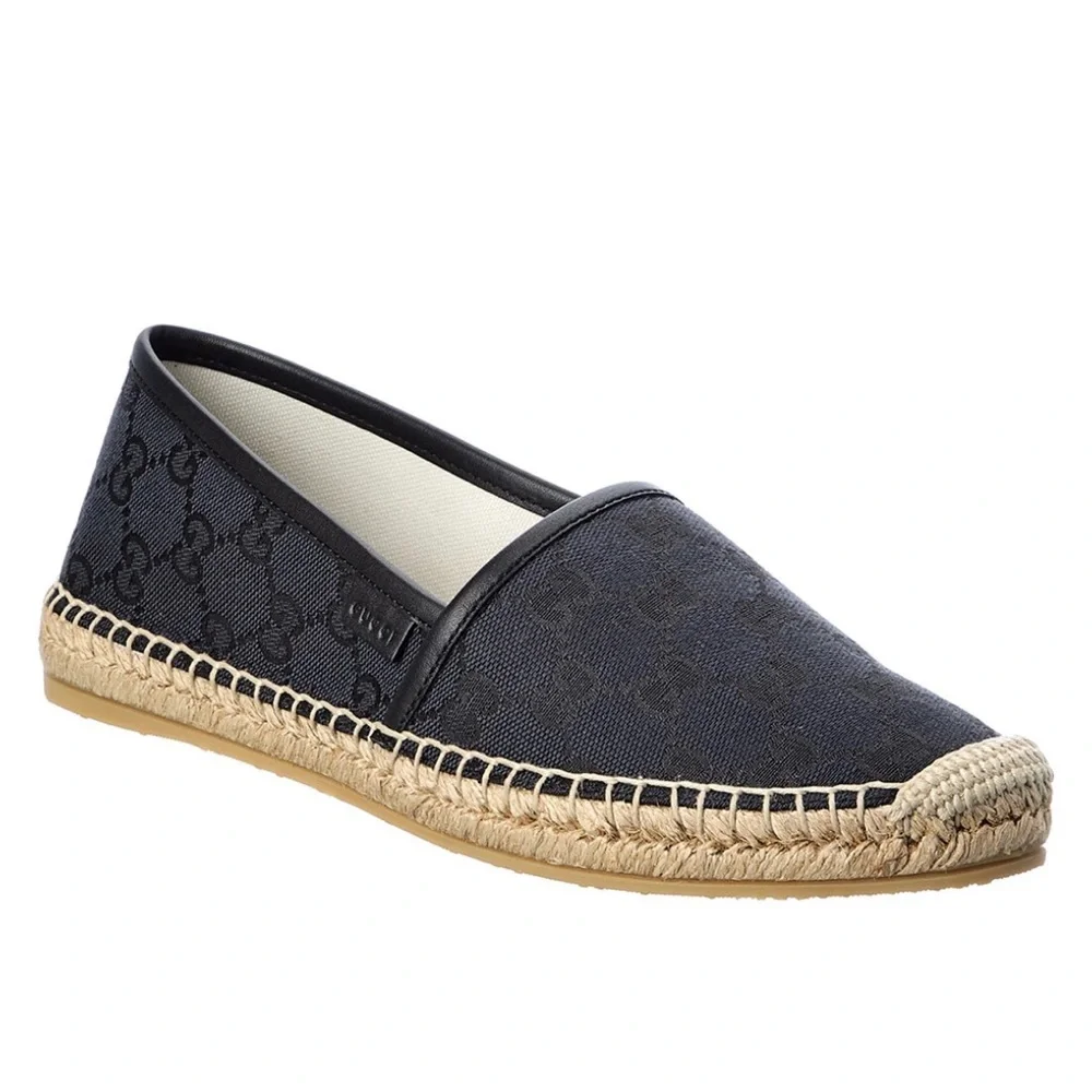 Gucci GG Canvas & Leather Espadrille size 35